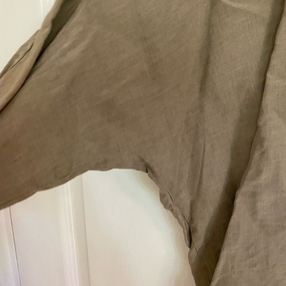 Creatures of comfort / beige silk linen dolman sleeve popover top blouse 4 small - Picture 3 of 6